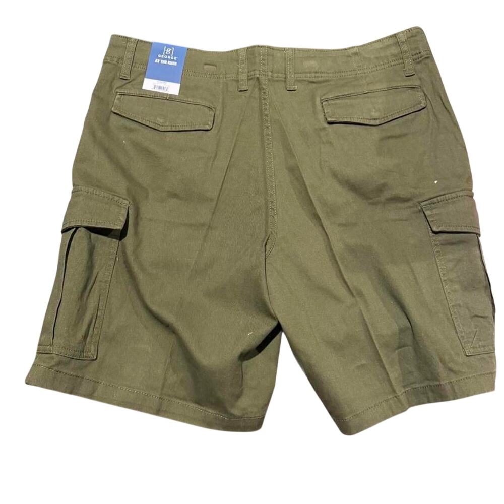 Men's Olive Green Cargo Shorts Size 36 Utility Hiking Work Casual Shorts